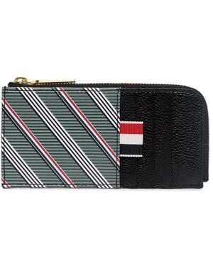 Thom Browne Striped Zip Wallet - Black