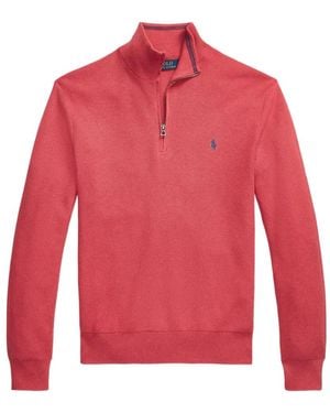 Polo Ralph Lauren Quarter-Zip Mesh Jumper - Red