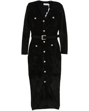 Self-Portrait Belted Button-Down Midi Dress - Black