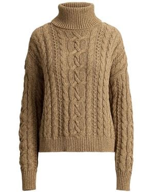 Ralph Lauren Cable-Knit Turtleneck Jumper - Natural