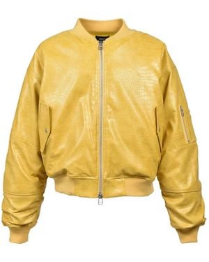 BREATH Zip-Up Croc-Effect Bomber Jacket - Yellow