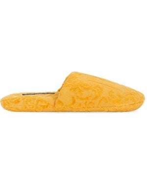 Dolce & Gabbana Logo-Embroidered Slippers - Yellow