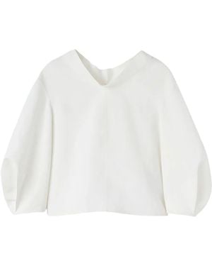Jil Sander Draped-Neck Linen Blouse - White