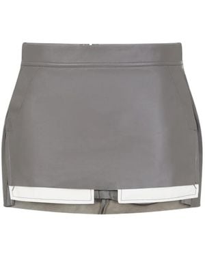 Rick Owens Mini Leather Skirt - Grey