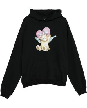 we11done Teddy-Print Hoodie - Black