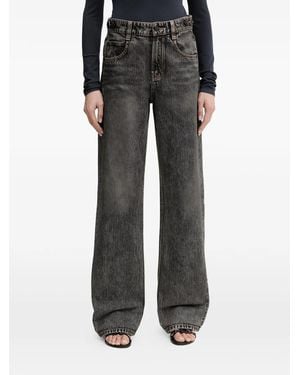 Miss Sixty Leather-Panel Loose-Fit Denim Jeans - Black