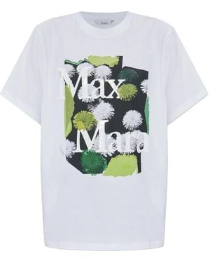 Max Mara Floral-Print Cotton T-Shirt - Grey