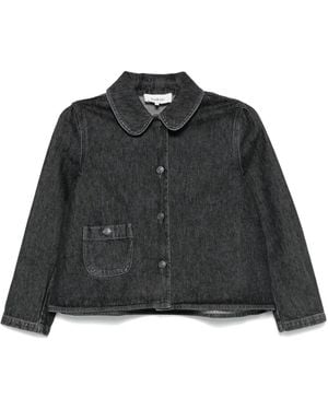 Ba&sh Organic Cotton Cropped Denim Jacket - Black