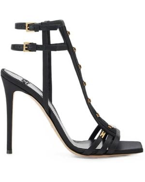 Elisabetta Franchi Satin Sandals With Hooks - Black
