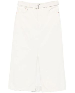 Sacai Belted Front-Slit Midi Skirt - White