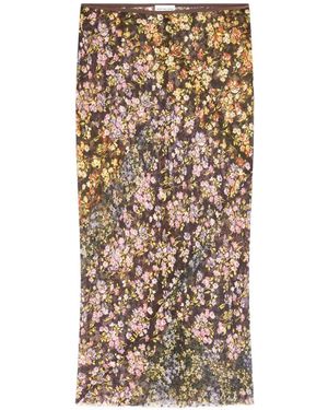Dries Van Noten Jacquard Midi Skirt - Natural