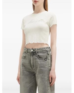 Musium Div. Logo-Embroidered Crop Top - White