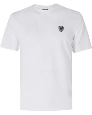 Blauer Logo-Patch T-Shirt - White
