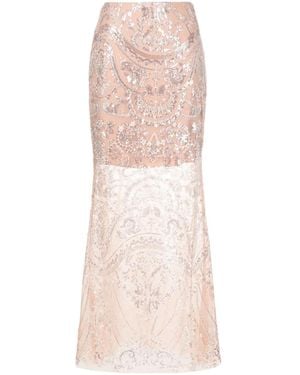 Self-Portrait Bead-Embellished Layered Skirt - Pink