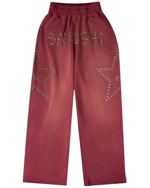 Satoshi Nakamoto Star-Studded Track Trousers - Red