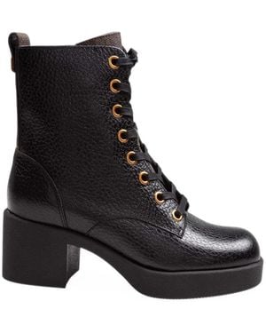 Michael Kors Bryant Lace-Up Leather Combat Boots - Black