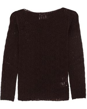 Alpha Studio Pointelle-Knit Jumper - Black