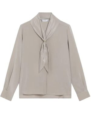 Max Mara Bluse Mit Schleifenkragen - Grau
