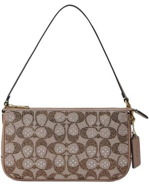 COACH Plaza Crystal-Embellished Shoulder Bag - Metallic