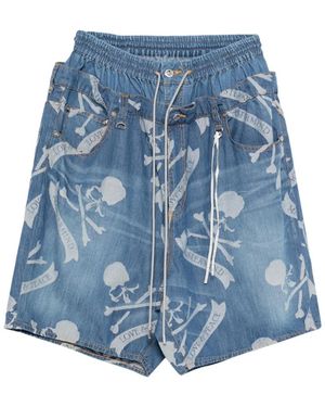 Mastermind Japan Patterned Denim Shorts - Blue