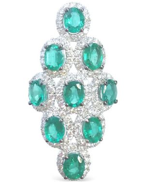 Stefere Anello Aurore Con Smeraldo E Diamanti - Blu