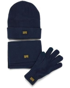 G-Star Logo-Patch Knit Accessories Set (Set Of Three) - Blue