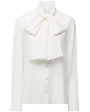 Another Tomorrow Signature Bow-Detail Silk Blouse - White