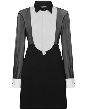 DSquared² Bib-Collar Sheer-Panelled Minidress - Black