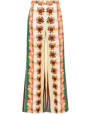 Sandro Printed Flared Trousers - Yellow