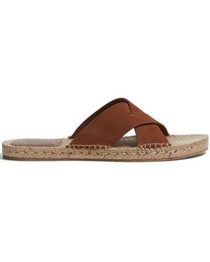 ZEGNA Crossover-Strap Suede Sandals - Brown