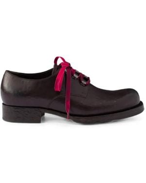 Prada Antiqued-Leather Lace-Up Shoes - Brown