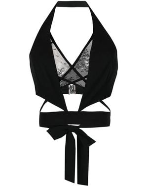 DSquared² Halterneck Cut-Out Crop Top - Black
