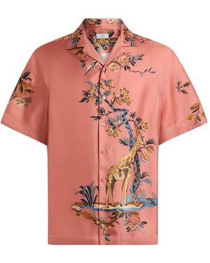 Etro Chemise De Bowling En Soie À Imprimé De Fleurs Et Animaux - Pink