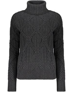 Moorer Anna Cable-Knit Roll-Neck Sweater - Black