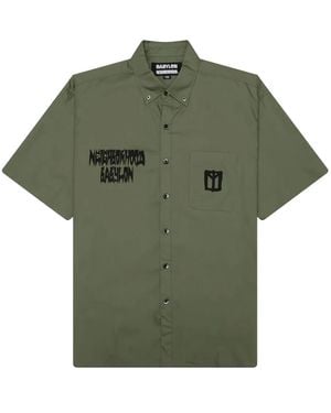 Neighborhood X Babylon Bd Graphic-Print Chest-Pocket Shirt - Green
