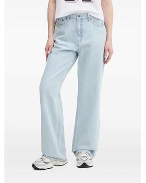Karlkani Logo-Embroidered Wide-Leg Jeans - Blue