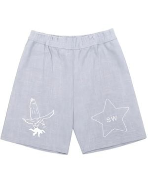 SAINTWOODS Eagle-motif Track Shorts - ホワイト