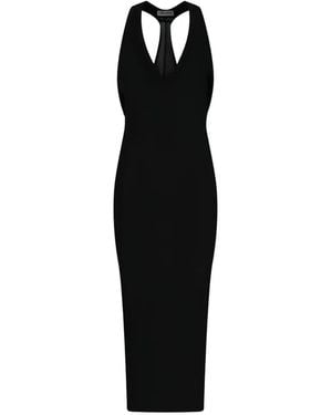The Attico Draped Midi Dress - Black