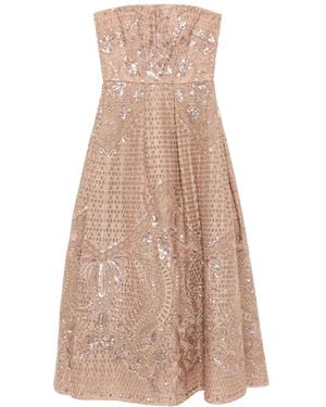 Elie Saab Embroidered Midi Dress - Natural