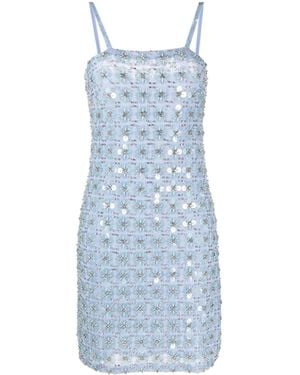 P.A.R.O.S.H. Ginny Rhinestone-Embellished Mini Dress - Blue