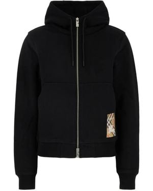 Burberry Hoodie Zippé À Patch Logo - Noir