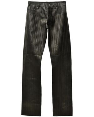 Versace Embossed Leather Trousers - Black