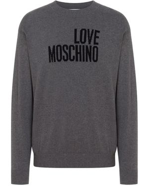 Love Moschino Logo-Intarsia Knitted Jumper - Grey