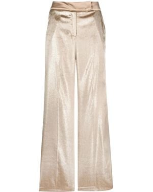 Peserico High-Waisted Velvet Palazzo Pants - Natural