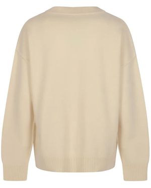 Ami Paris Ami De Coeur Monogram Wool Cardigan - Natural