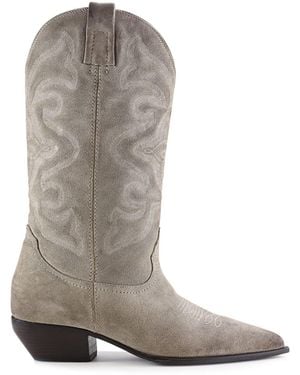 Notabene Suede Embroidered Slip-On Ankle Boots - Grey