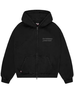 BROKEN PLANET Logo-Detail Zip-Up Hoodie - Black