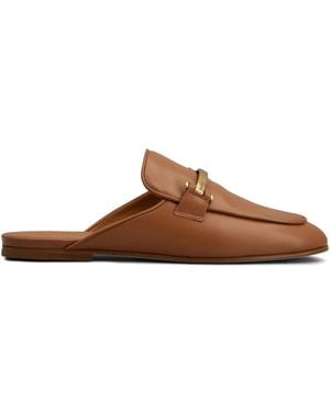 Tod's ロゴプレート ミュール - ブラウン