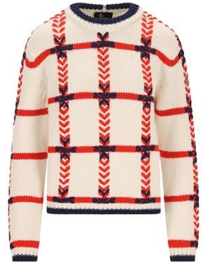 Moncler Jersey En Jacquard Con Cuello Redondo - Rojo