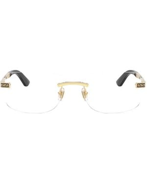 Versace Gafas Con Montura Rectangular Y Motivo Greca - Blanco
